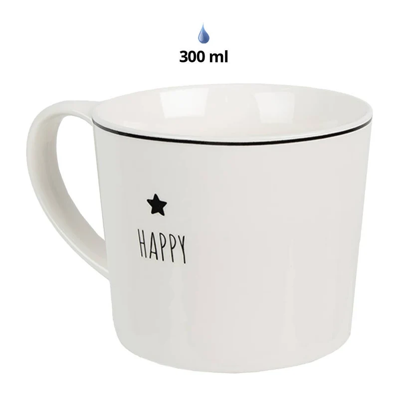 Becher 275 ml Weißes Porzellan Stern Happy