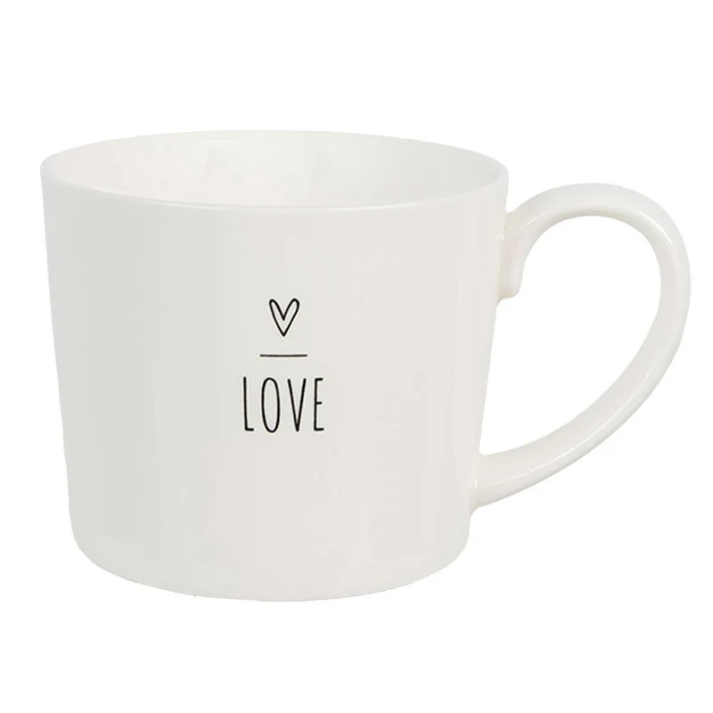 Becher mit Herz, 275 ml, weißes Porzellan Love