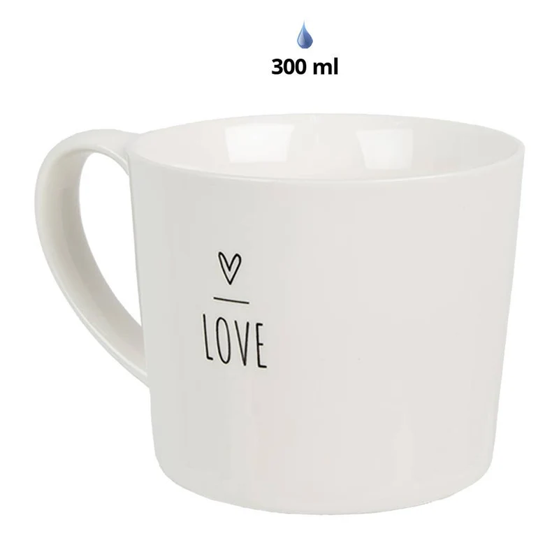 Becher mit Herz, 275 ml, weißes Porzellan Love