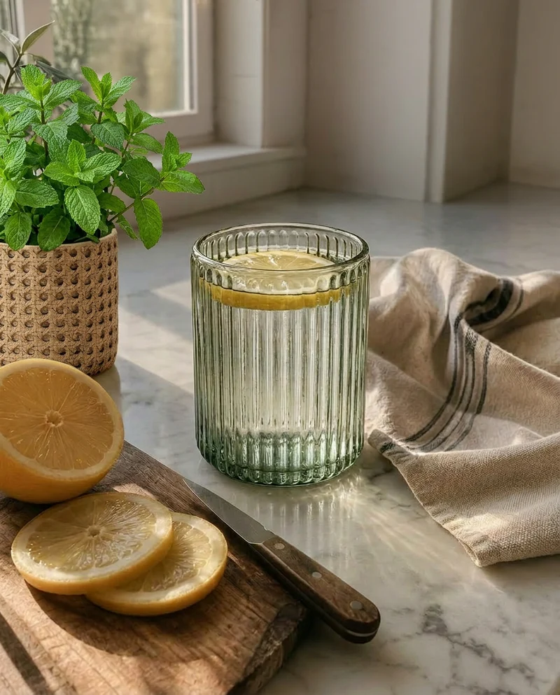 Grünes geripptes Glas