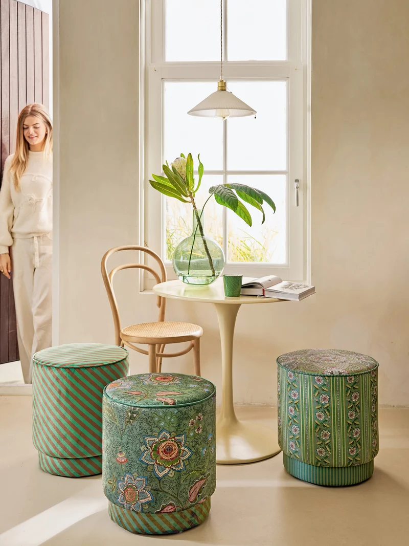 PIP STUDIO Rosa Rani Pouf / Hocker grün 40x45cm