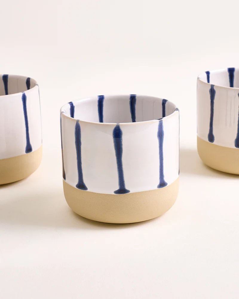 Nódoa Becher groß gestreift weiß blau 4er-Set