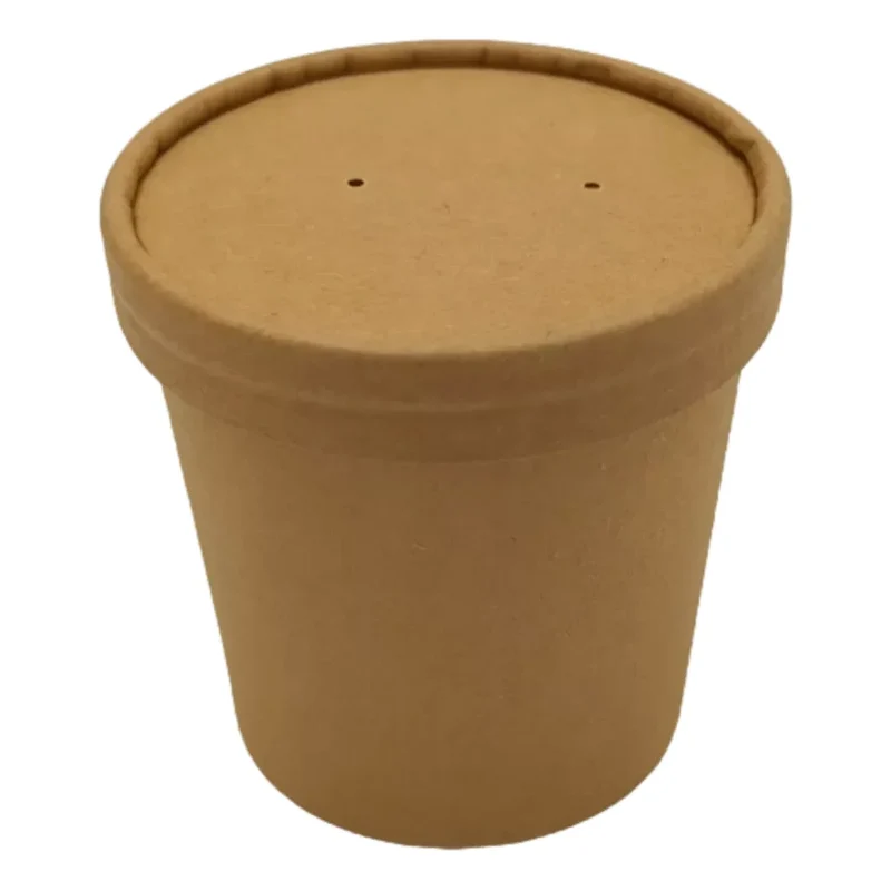 Suppenbecher To Go "Urban Leaf", mit Deckel, Papier, braun