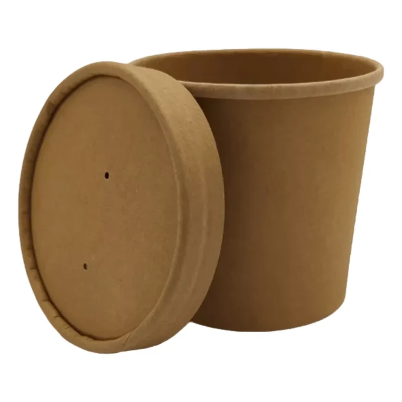 Suppenbecher To Go "Urban Leaf", mit Deckel, Papier, braun