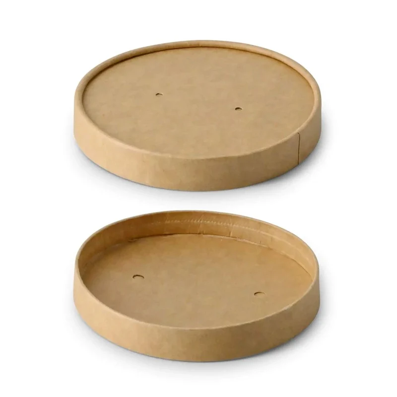 500x Deckel für Suppenbecher Karton braun rund mit Membran versch. Größen