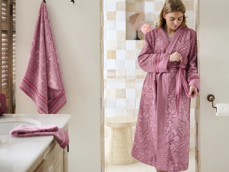 PIP STUDIO Jasmin Jacquard Bademantel light pink L (1 Stück)