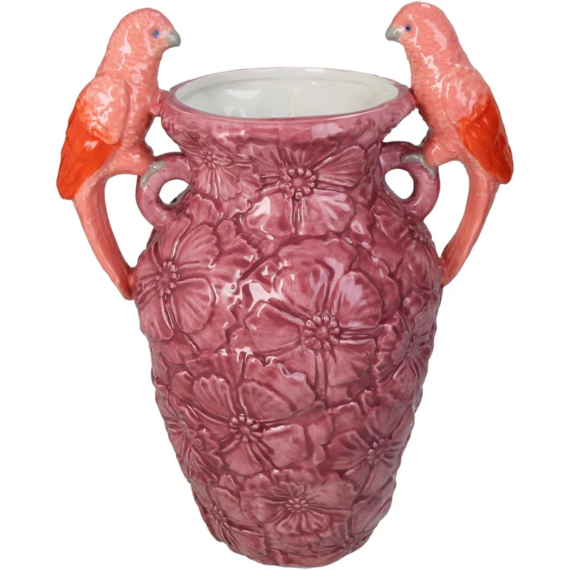 Vase Vogel Steingut Lila 23x16x29,8cm