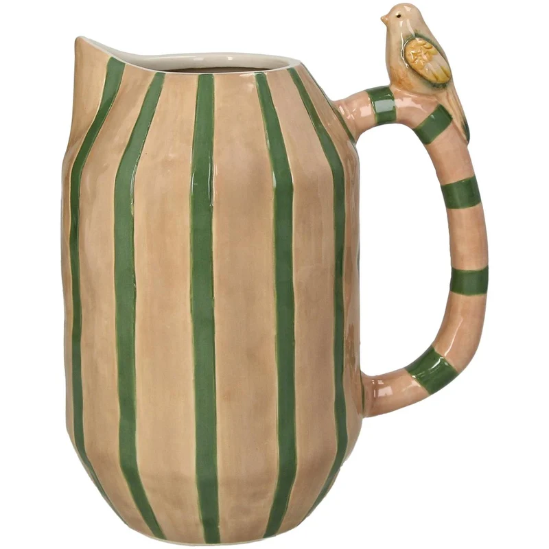 Vase Vogel Steingut Beige 20,6x15x21,3cm