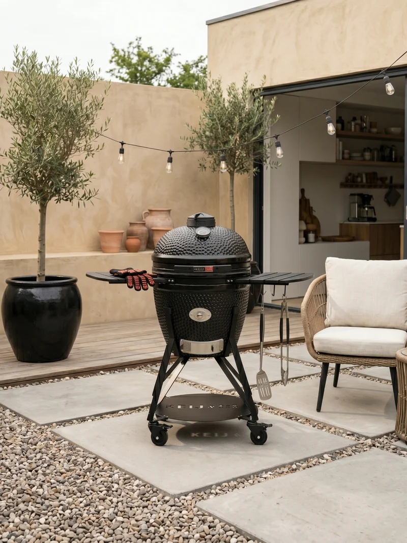 Keij Kamado Pro - Starterset Groß Schwarz - Kamado BBQ Grill Set
