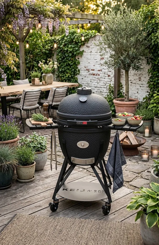 Keij Kamado Legend Keramikk XL Schwarz - Starterset - Grill