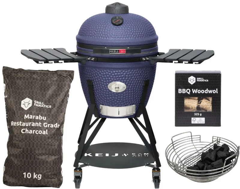 Keij Kamado Legend Keramisch Large Blau - Startersset Grill Holzkohle