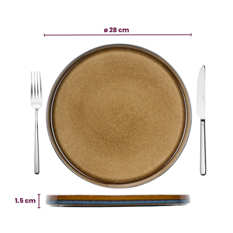Cosy & Trendy Geschirrset Quintana Amber 18-teilig / 6 Personen - 6 Speiseteller, 6 Suppenteller und 6 Frühstücksteller