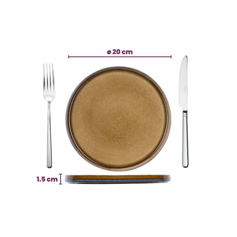 Cosy & Trendy Geschirrset Quintana Amber 18-teilig / 6 Personen - 6 Speiseteller, 6 Suppenteller und 6 Frühstücksteller