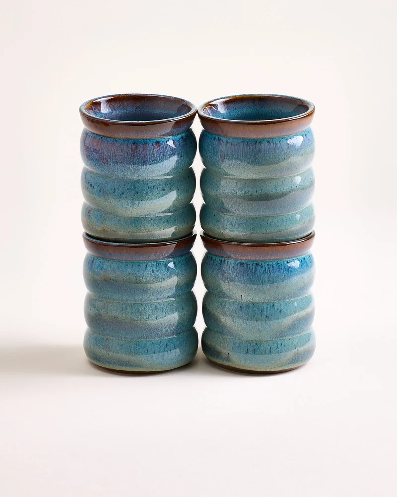 Madeira Becher groß bubble grünblau 4er-Set
