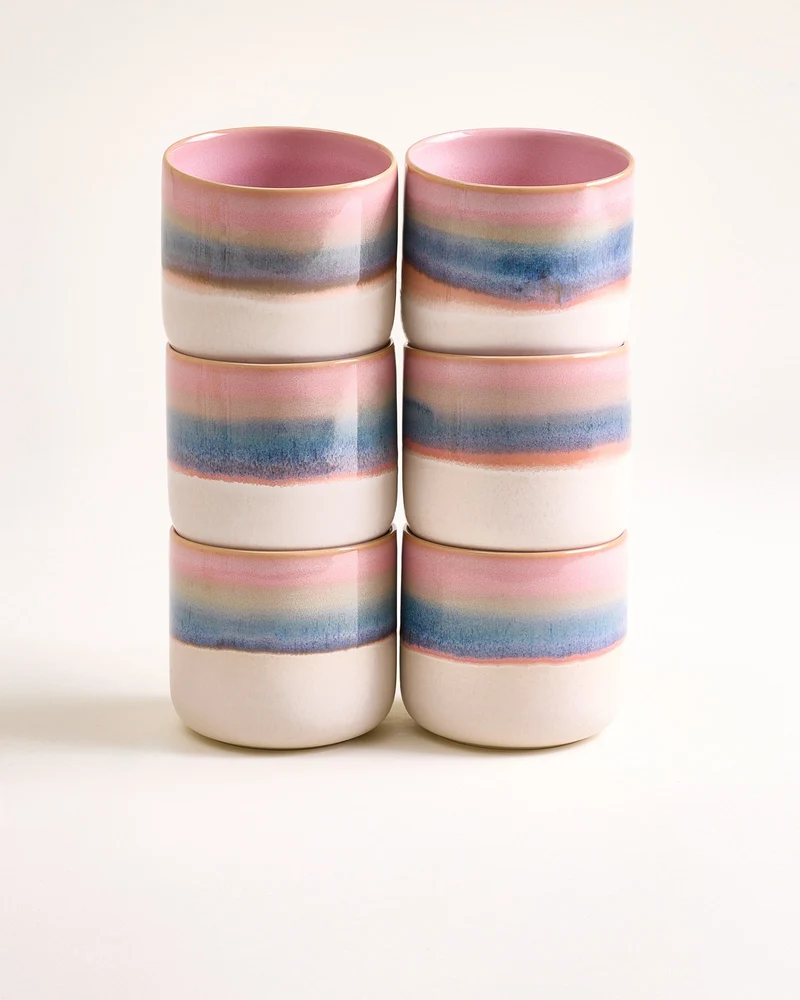 Nódoa Becher groß dipped rosa grün 6er-Set