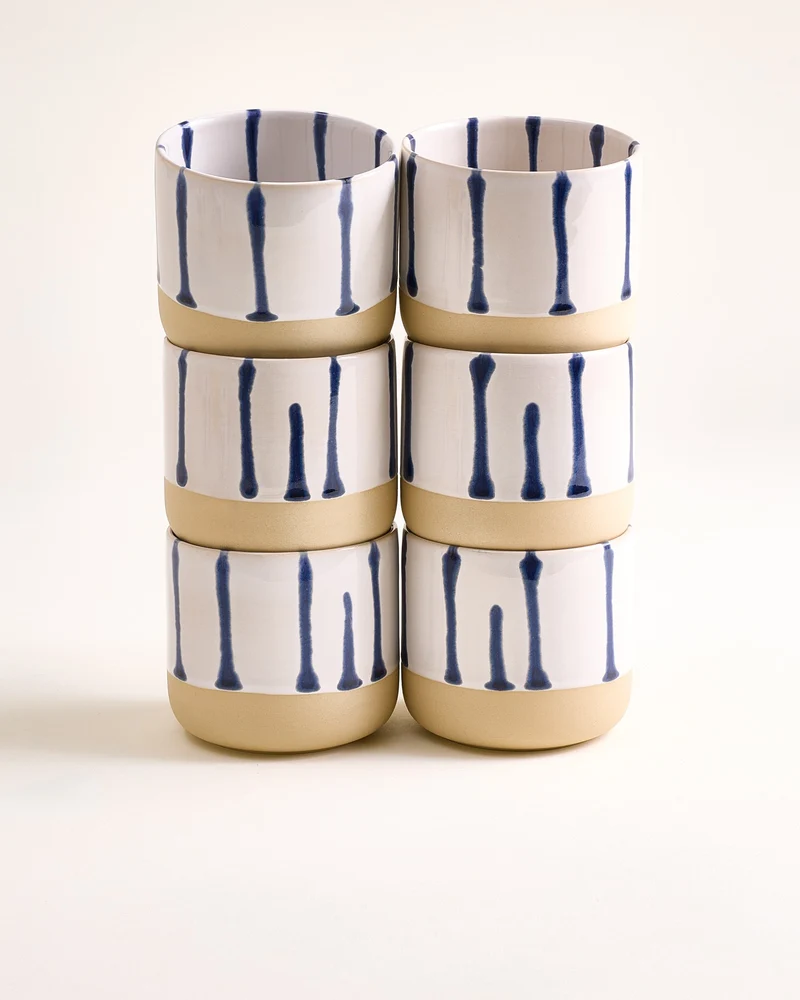 Nódoa Becher groß gestreift weiß blau 6er-Set