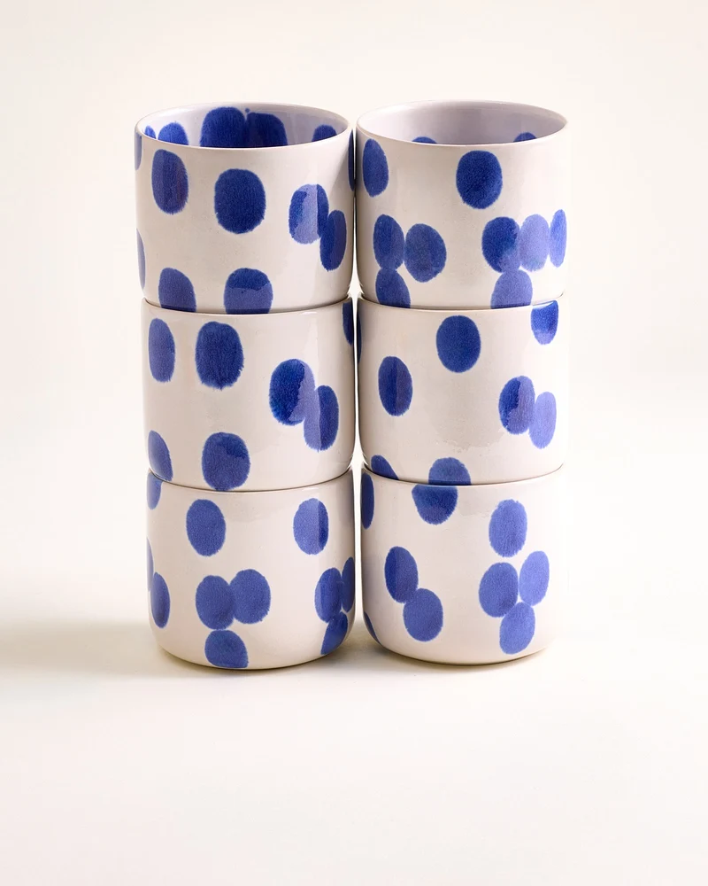Nódoa Becher groß gepunktet blau 6er-Set