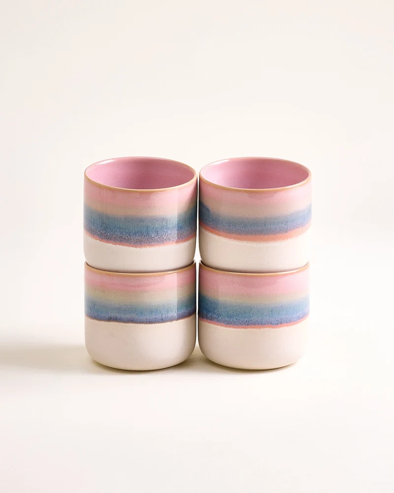 Nódoa Becher groß dipped rosa grün 4er-Set