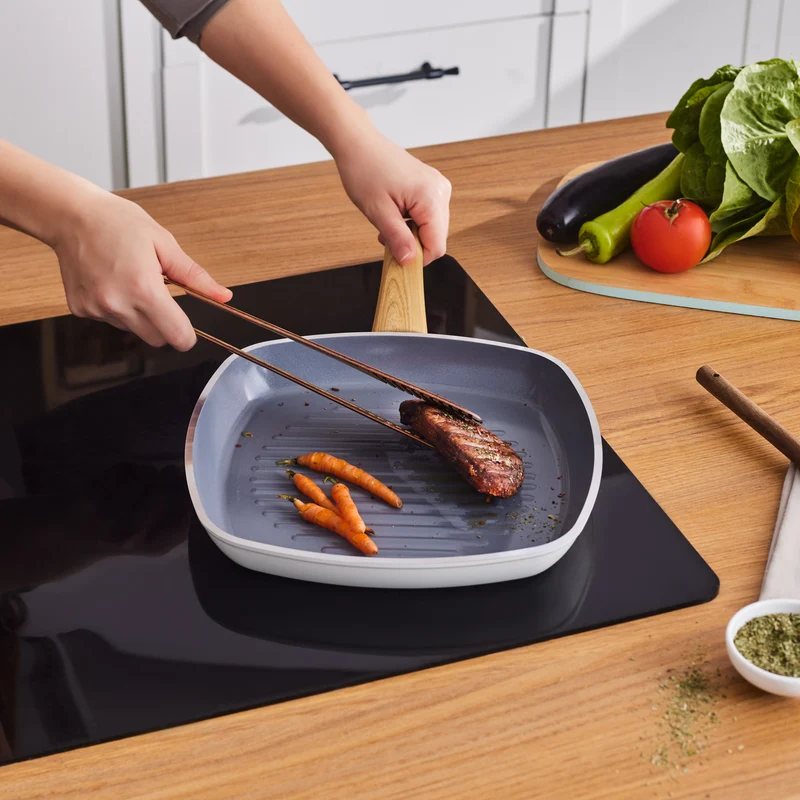 Karaca Swiss Crystal 28 cm Induktions Grillpfanne, Creamy
