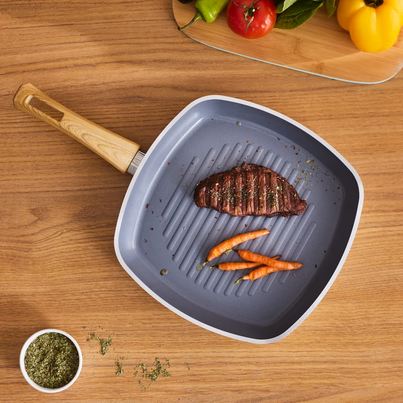 Karaca Swiss Crystal 28 cm Induktions Grillpfanne, Creamy