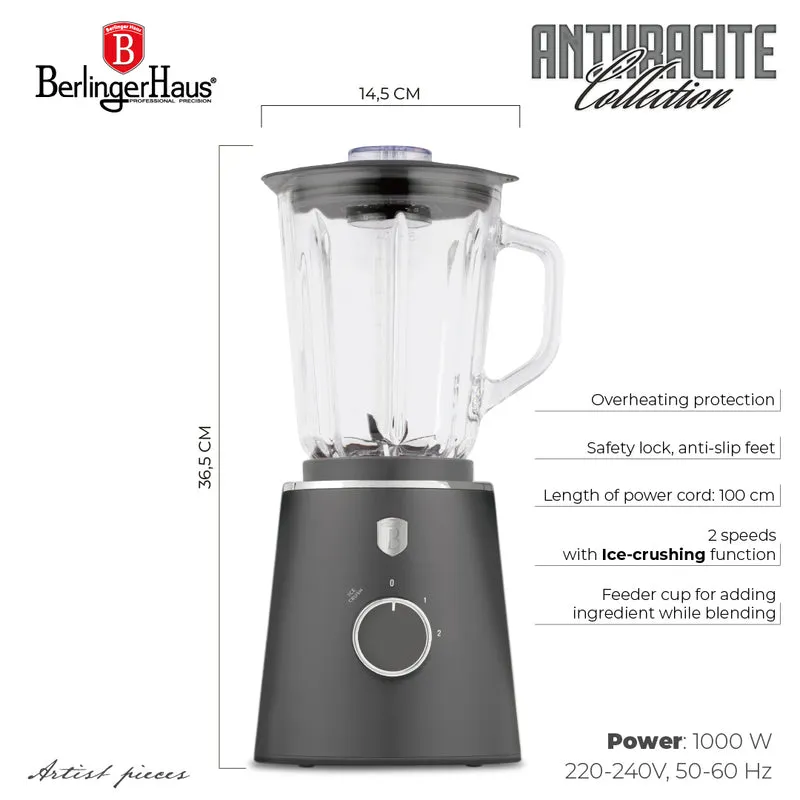 BerlingerHaus Standmixer Matt Anthrazit - Glaskrug - 1,5 Liter - 1000W