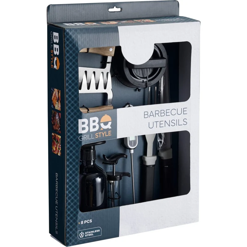 Cookinglife BBQ Pitmaster Set - 8-teilig - Komplettes Grillset für Fleisch & Gemüse