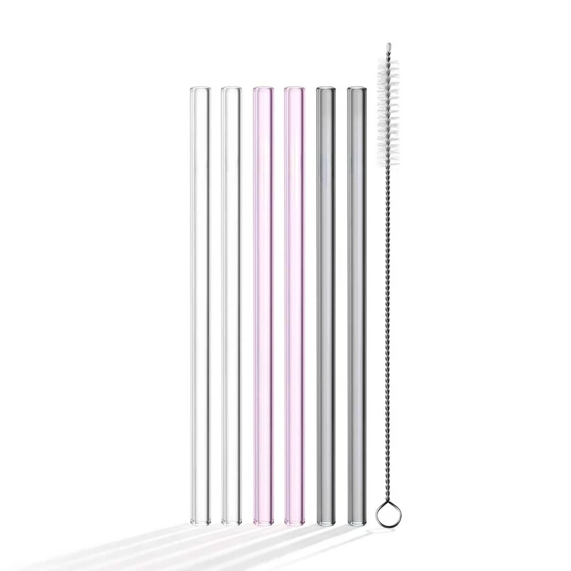 Glastrinkhalme SANO 18 cm 6er-Set + Reinigungsbürste
