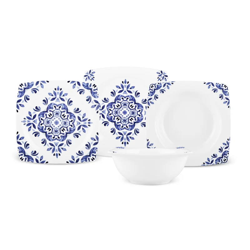 Karaca Square Bone Miranda 24-teiliges Tafelservice für 6 Personen