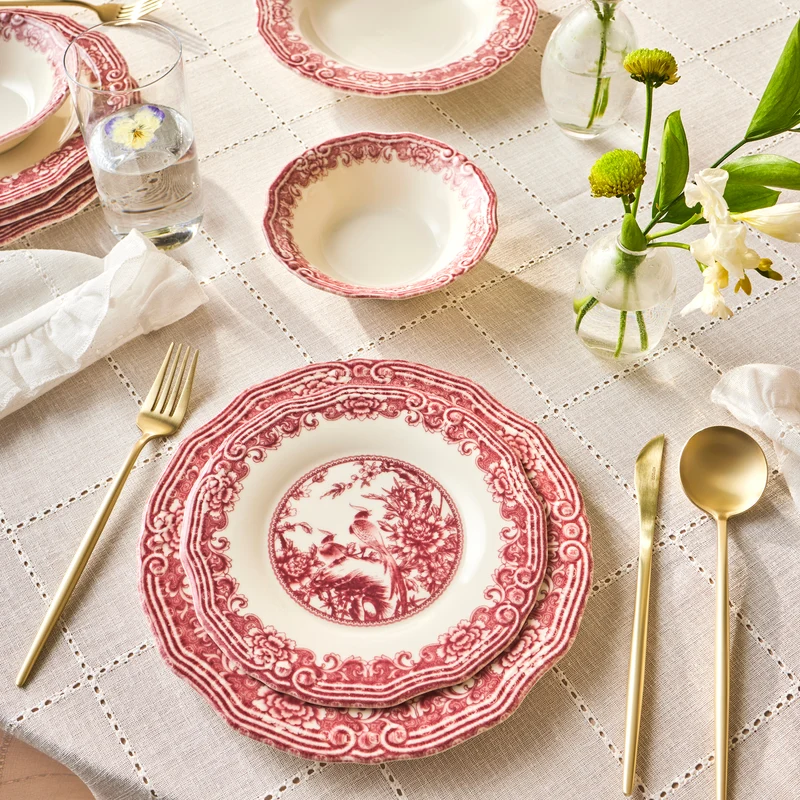 Karaca Bone China Rosie 24-teiliges Tafelservice für 6 Personen, Mehrfarbig