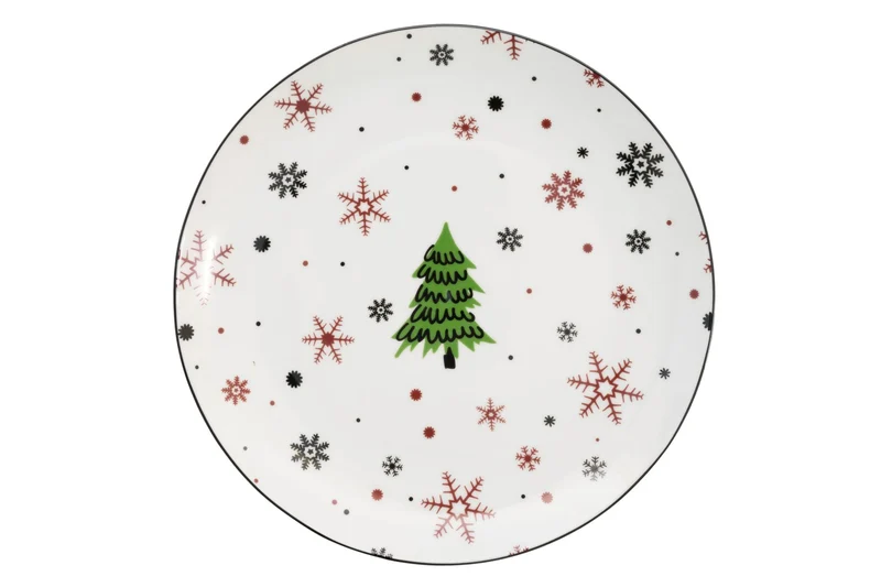 Cookinglife Weihnachtsgeschirrset Rot - Porzellan - 18-teilig / 6 Personen - 6 Speiseteller, 6 Frühstücksteller & 6 Schalen