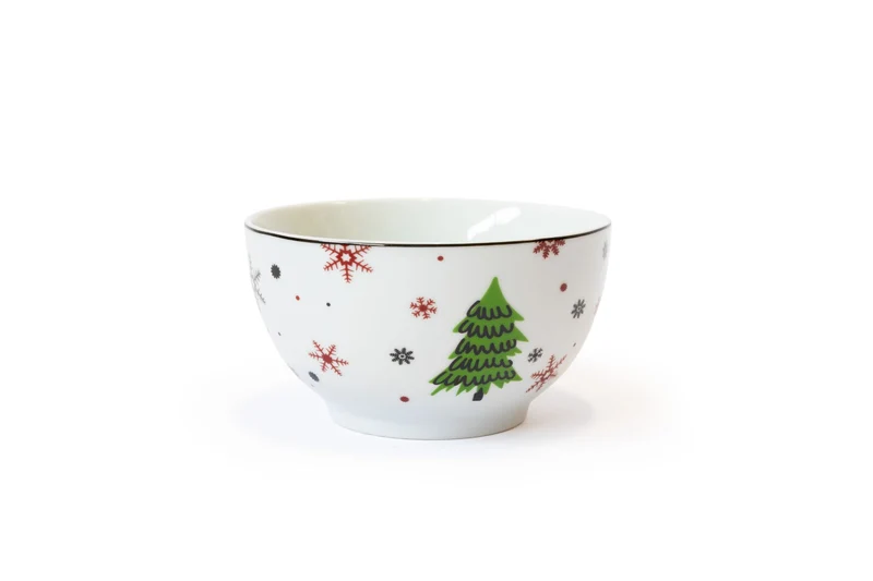Cookinglife Weihnachtsgeschirrset Rot - Porzellan - 18-teilig / 6 Personen - 6 Speiseteller, 6 Frühstücksteller & 6 Schalen