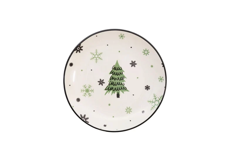 Cookinglife Weihnachtsgeschirrset Grün 18-teilig / 6 Personen - 6 Speiseteller , 6 Frühstücksteller & 6 Schalen