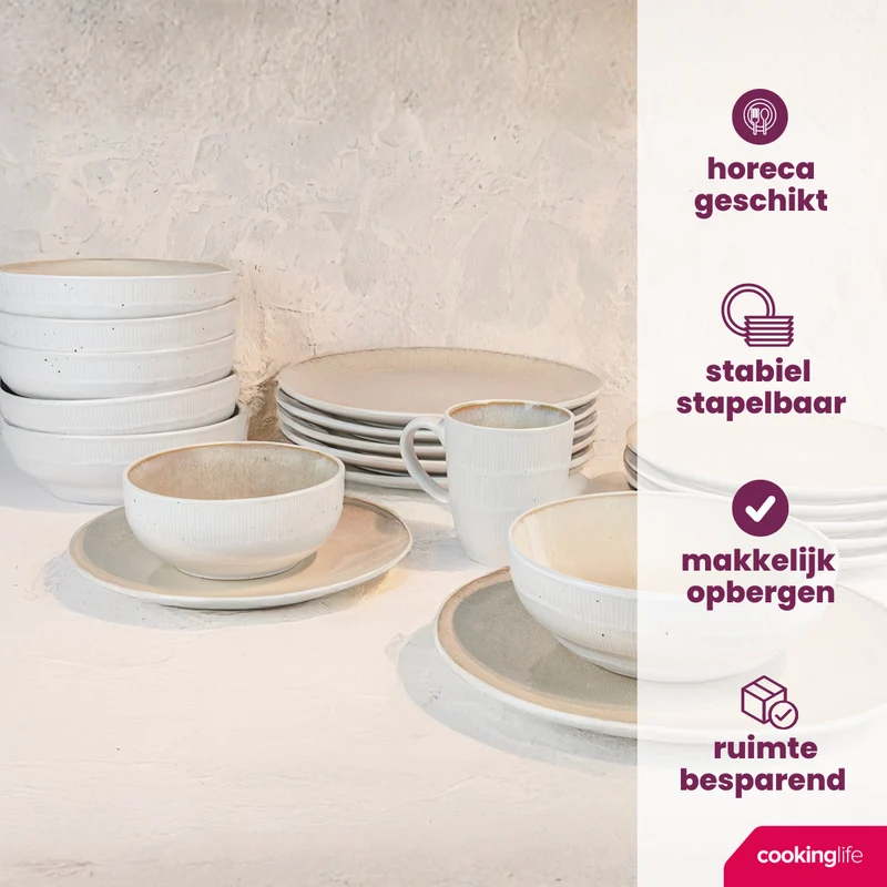 Cookinglife Dinerplatten Nola Sand ø 27 cm - 6 Stück