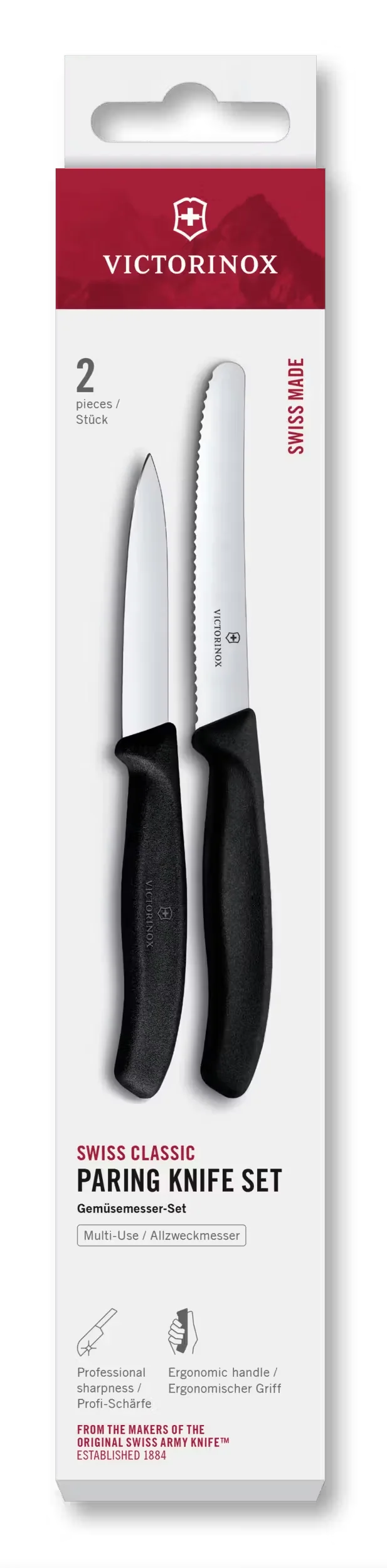Victorinox Gemüsemesser-Set Swiss Classic Schwarz 2-teilig - Tomatenmesser & Schälmesser