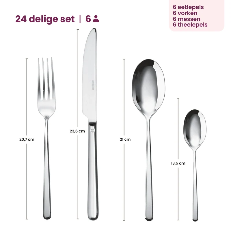 Sambonet Besteckset Linear - Edelstahl - 24-teilig / 6 Personen