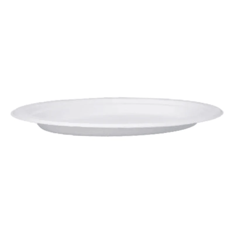 Bagasse-Teller, oval, ungeteilt, 26x19x2cm, naturweiß