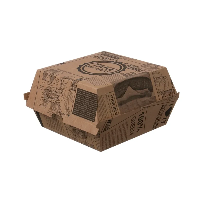 Hamburger-Boxen "Take Me", Wellpappe, braun