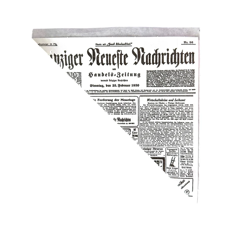 Spitztüten "Zeitungsdruck", Kraftpapier / Pergament-Ersatz, 19cm, 125g, 2-lagig, ungefädelt, weiß