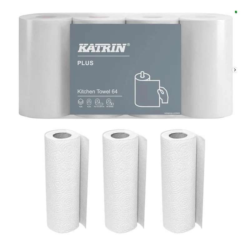 32x Küchenrolle 3-lag. 64x Blatt Zellstoff weiß - Katrin Plus