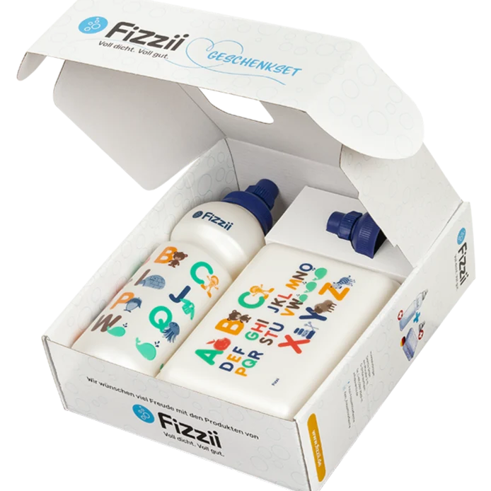 Fizzii Geschenkset Pausenbox & Trinkflasche mit Ersatzdeckel
