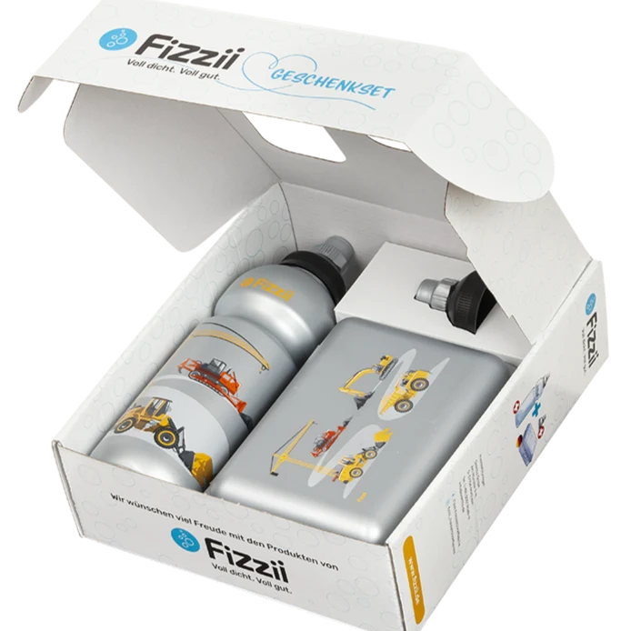Fizzii Geschenkset Pausenbox & Trinkflasche mit Ersatzdeckel