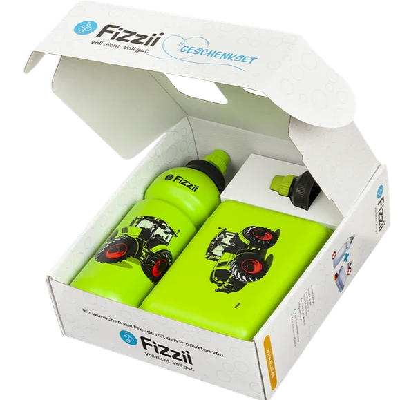 Fizzii Geschenkset Pausenbox & Trinkflasche mit Ersatzdeckel