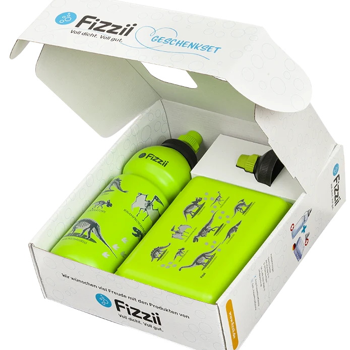 Fizzii Geschenkset Pausenbox & Trinkflasche mit Ersatzdeckel