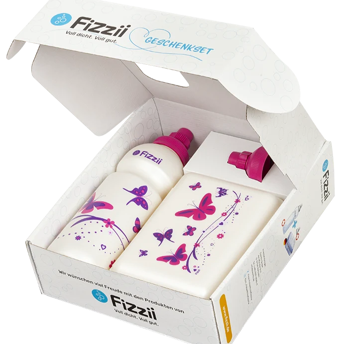 Fizzii Geschenkset Pausenbox & Trinkflasche mit Ersatzdeckel