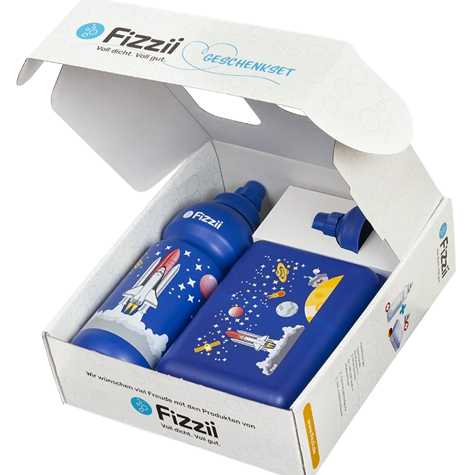 Fizzii Geschenkset Pausenbox & Trinkflasche mit Ersatzdeckel