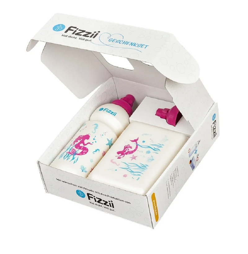 Fizzii Geschenkset Pausenbox & Trinkflasche mit Ersatzdeckel