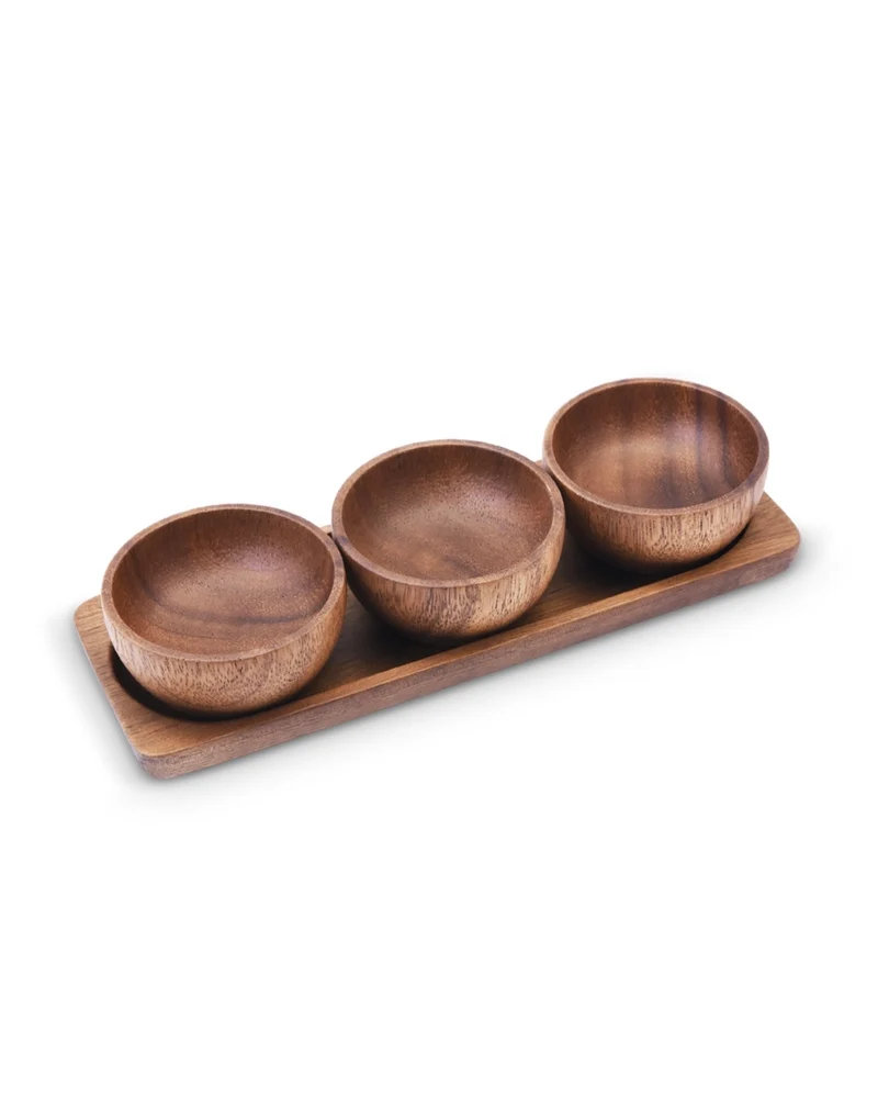 Akazienholz 4-teiliges Snack-Set 20x7cm