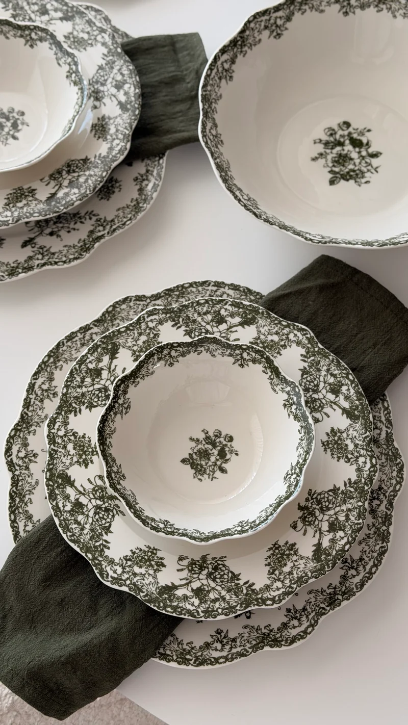 Vintage Green Teller - Set 25-Teilig