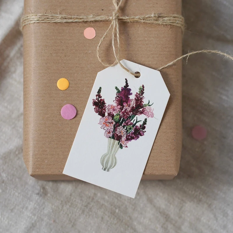 Geschenkanhänger · Pink flower bouquet