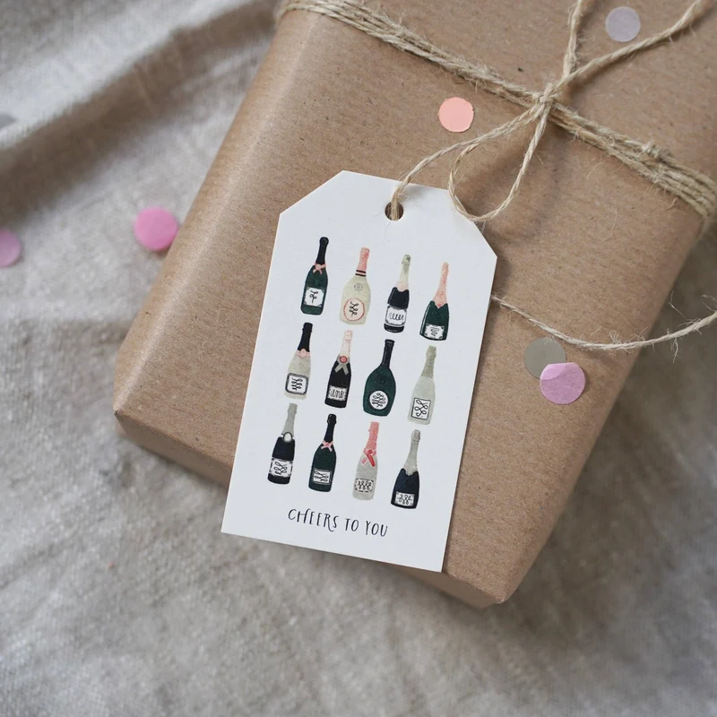Geschenkanhänger · Champagne bottles
